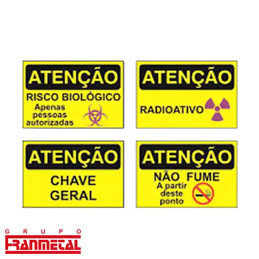placas de sinalização profissional para equipamentos